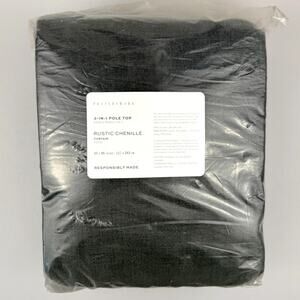 Pottery Barn Rustic Chenille Curtain Panel 3-in-1 Pole Top 50x96 Forest Green